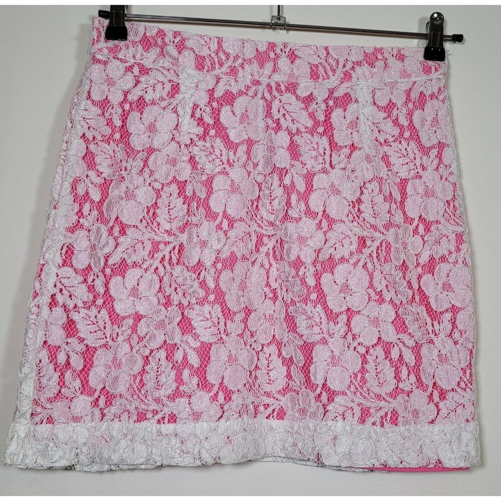 Beverly Street Tour ZZZ by DKN Lace Skirt Women's Large Pink White Overlay